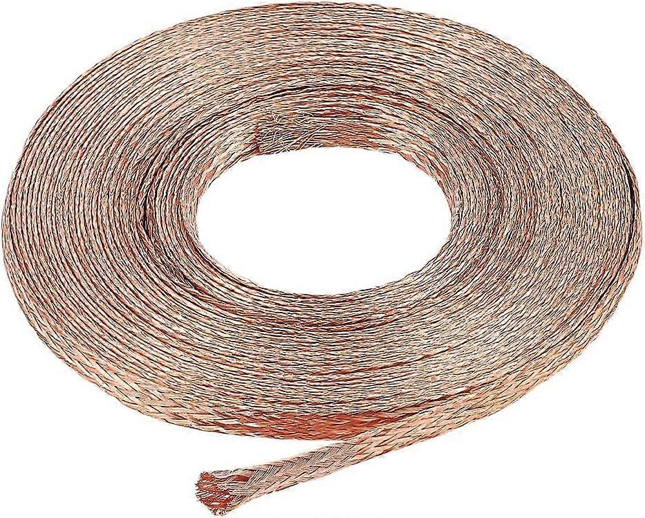 8.75 Yards 6mm Copper Braided Wire Flat Copper Braid Cable Ground Strap Wire Expandable Shielding Wire for Screening Signal Grounding and Reducing Noi