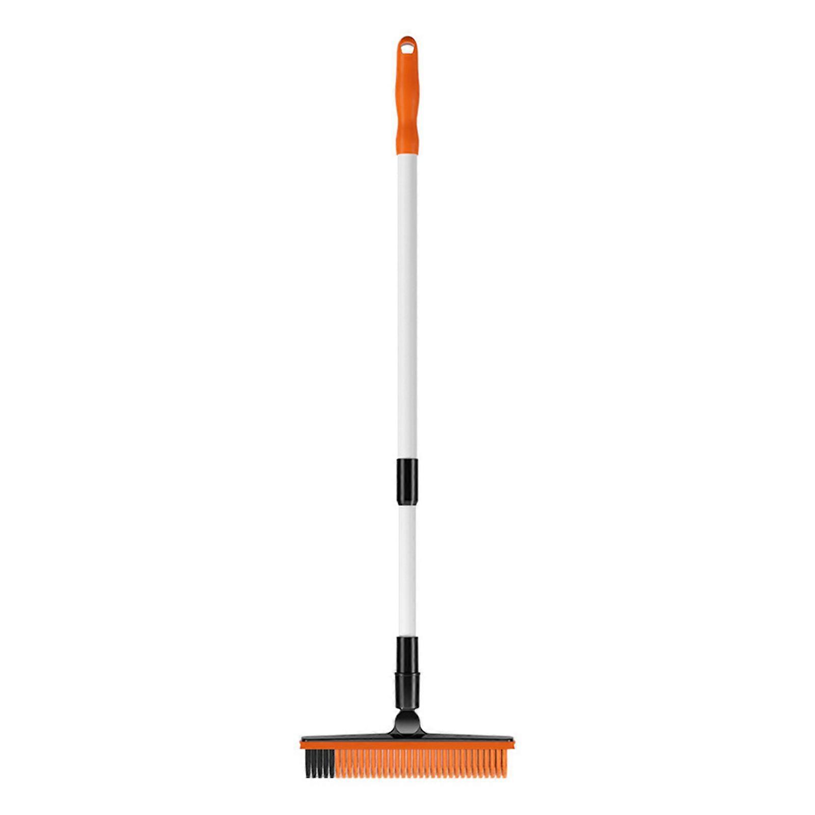 2 In 1 Scalable Cleaning Floor Scrub Brush Floor Brush With Handle Grout Brush Scrape V-Shape Stiff Bristle Cleaning Brush With Squeegee 180 Rotating