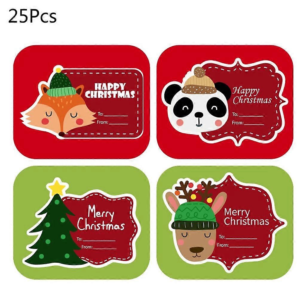 100pcs Merry Christmas Stickers Writable Name Tags Xmas Sticker Write On Labels