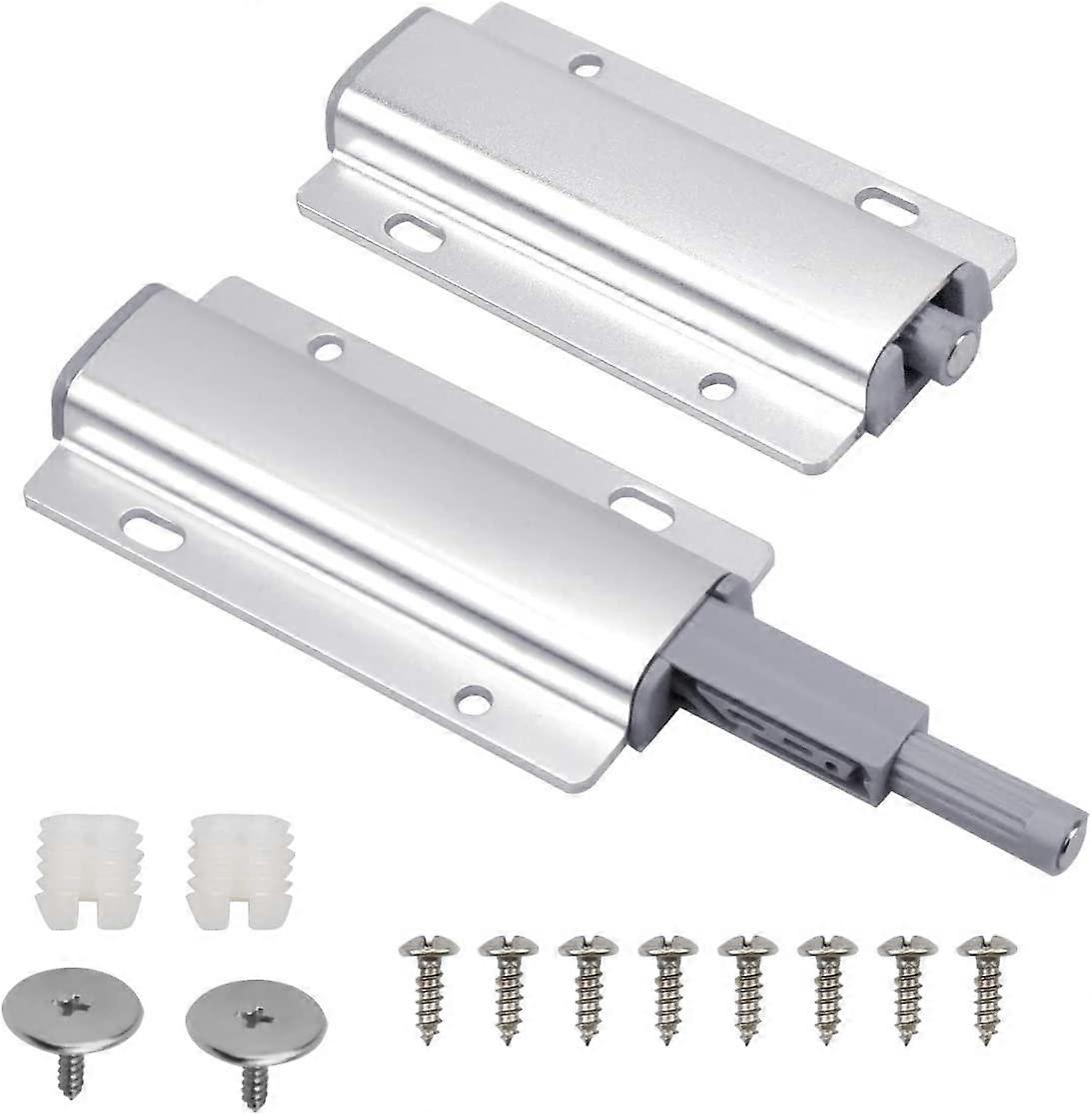 2 Pieces Push To Open Magnetic Cupboard Door Damper, Damper Buffer Push To Open Latch, Aluminum Magnetic Latch Push Open Push Latch For Cabinet Drawer