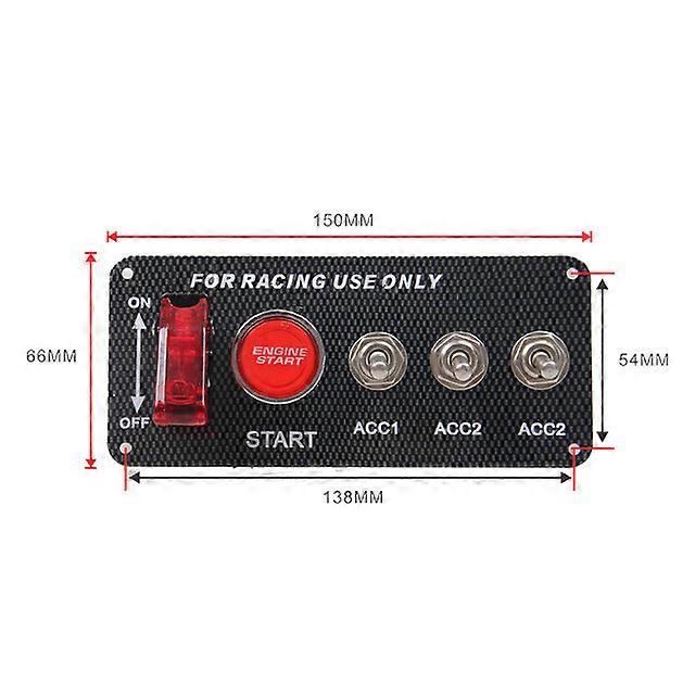 Accessory 12V LED car switchToggle Ignition Panel Engine Start Push Button Set Universal for 12V Power Speediness & Racing Car