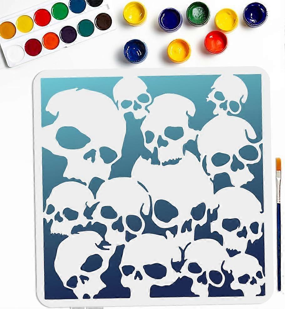 Skull Pattern Stencils 11.811.8inch Large Scary Skull Template with Paint Brush