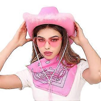 Cowboy Hat With Sunglasses, Feather Cowgirl Hat For Halloween