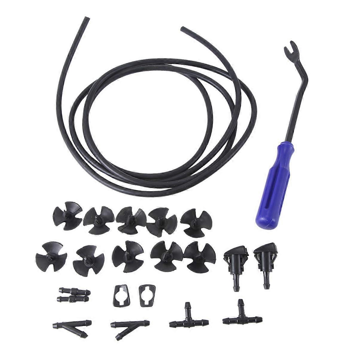 1 Set of Front Windshield Washer Nozzles 5113049AA with Fluid Hose Sprayer Nozzels Gaskets for