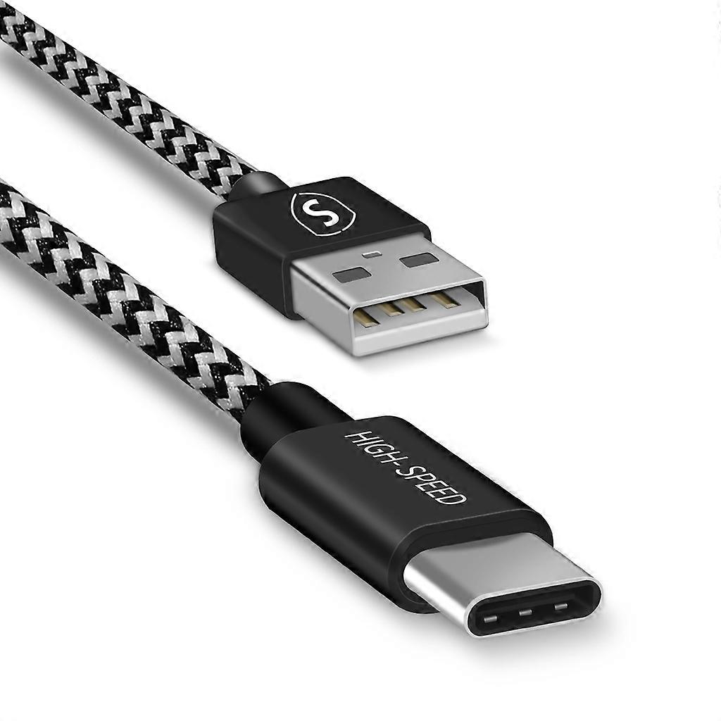 Skin USB-C Cable 2.4A, 12W, 0.25m - Black/White