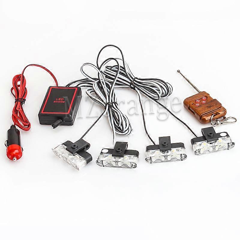 Cigarette Lighter Wire Remote Strobe Lights 4X2 Leds Stroboscope Flashing Police Lamp Auto Warning Emergency Car Accessories