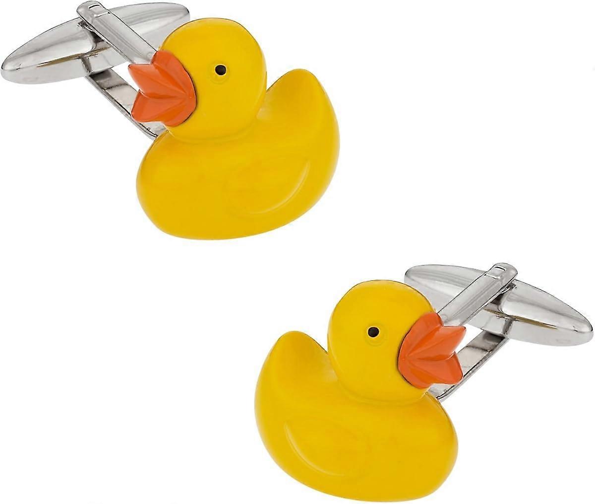 Mens Funny Rubber Ducky Duck Cufflinks Bathtime Bath Cuff Links Baby with Travel Presentation Gift Box in Yellow
