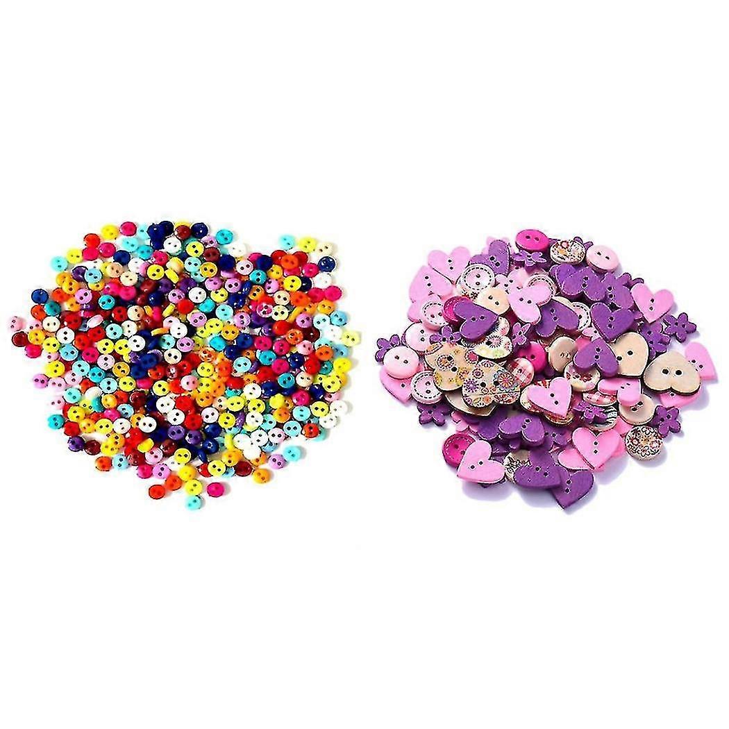 600 Pcs 6mm Round Resin Mini Tiny Buttons Sewing Tools Decorative Button & 100pcs Mixed 2-hole Diy