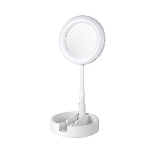 Multifunctional LED Three-Tone Light Retractable Makeup Mirror