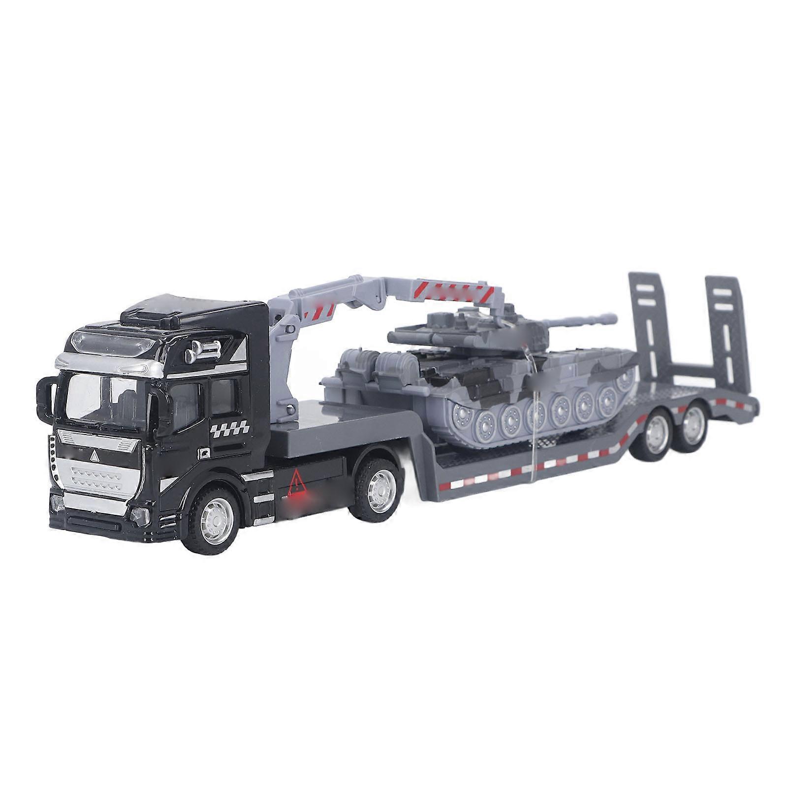 Flatbed Trailer Toy Simulation Detachable Collectible Military Trailer Tank Model for Boys Gray