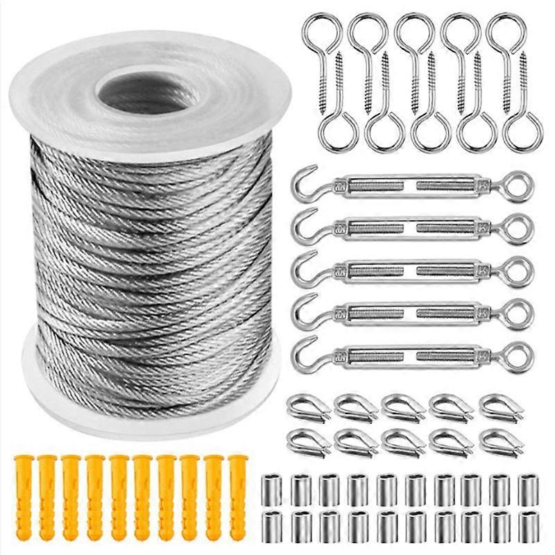 56ks súprava 15m oceľových lán 2mm lanový háčik z nehrdzavejúcej ocele Minikit PVC potiahnutý ťažký odolný 304 nehrdzavejúca oceľ