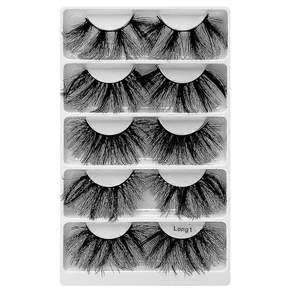 5pairs Natural Long Thick Black False Eyelashes Charming Eye Lashes Makeup