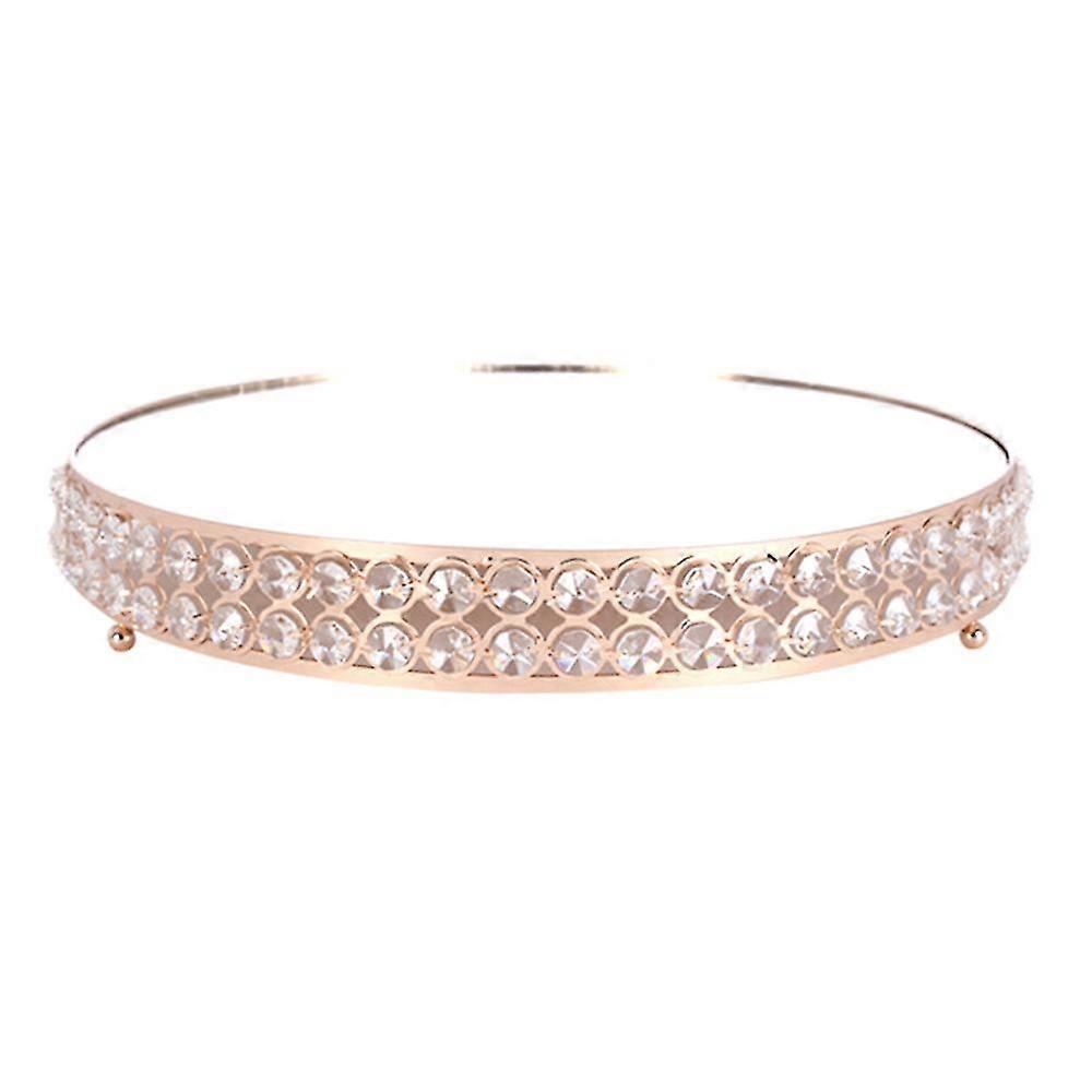 ミラークリスタルメタルケーキスタンドラウンドカップケーキウェディングバースデーパーティーデザートペデスタルディスプレイプレート