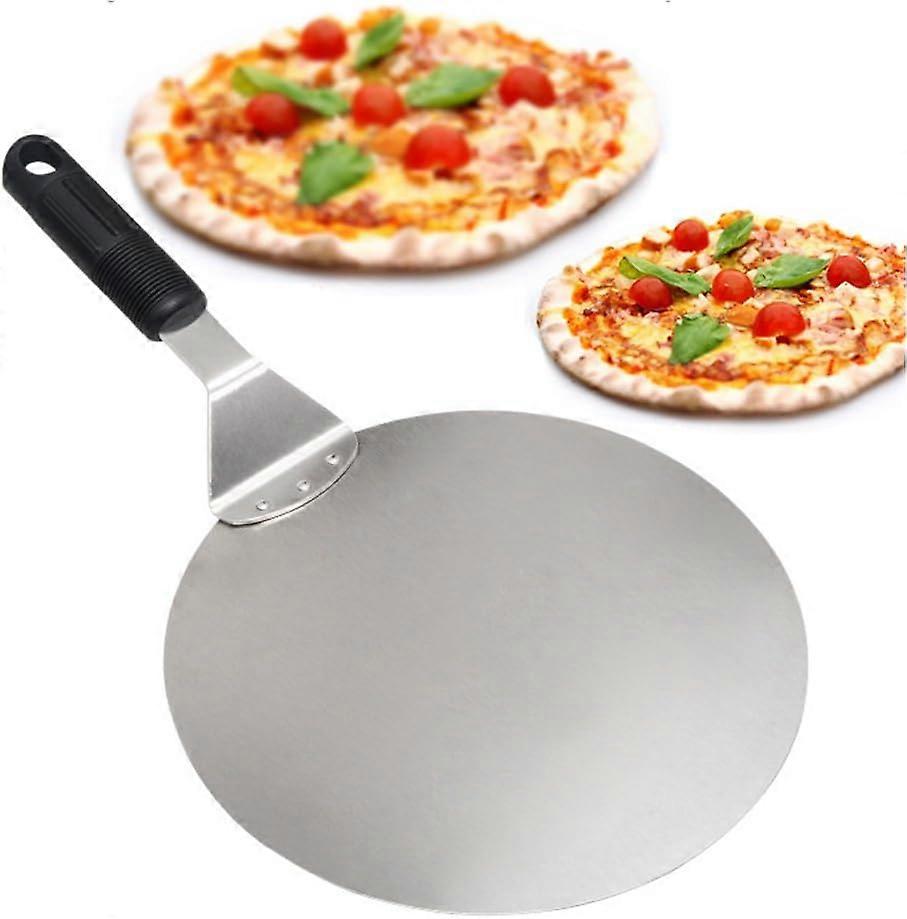 Stainless Steel Round Pizza Shovel with Non-Slip Handle Ideal for Cakes, Pizzas, Pies