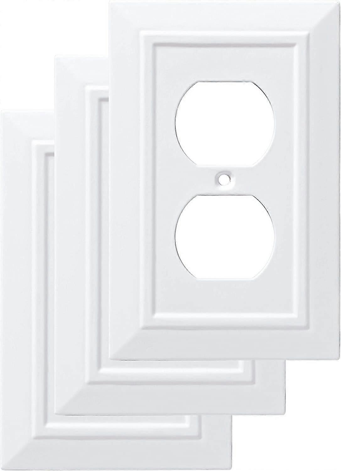 Brass W35242V-PW-C Classic Architecture Single Duplex Wall Plate/Switch Plate/Cover (3 Pack), White