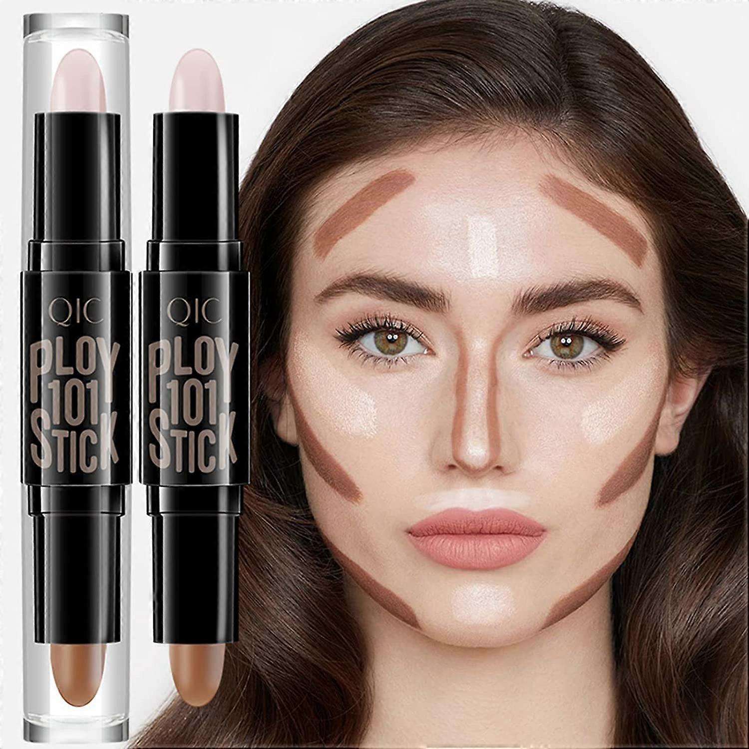 Highlight Contour Stick,2 σε 1 Makeup Shading Stick,Face Highlighters Sticks,Concealer Contour Highlighter Stick