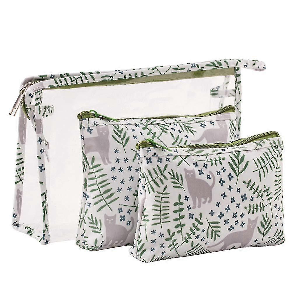 Waterproof Pvc Patterned Multi-functional Cosmetic Bag Practical 3 Pieces Set