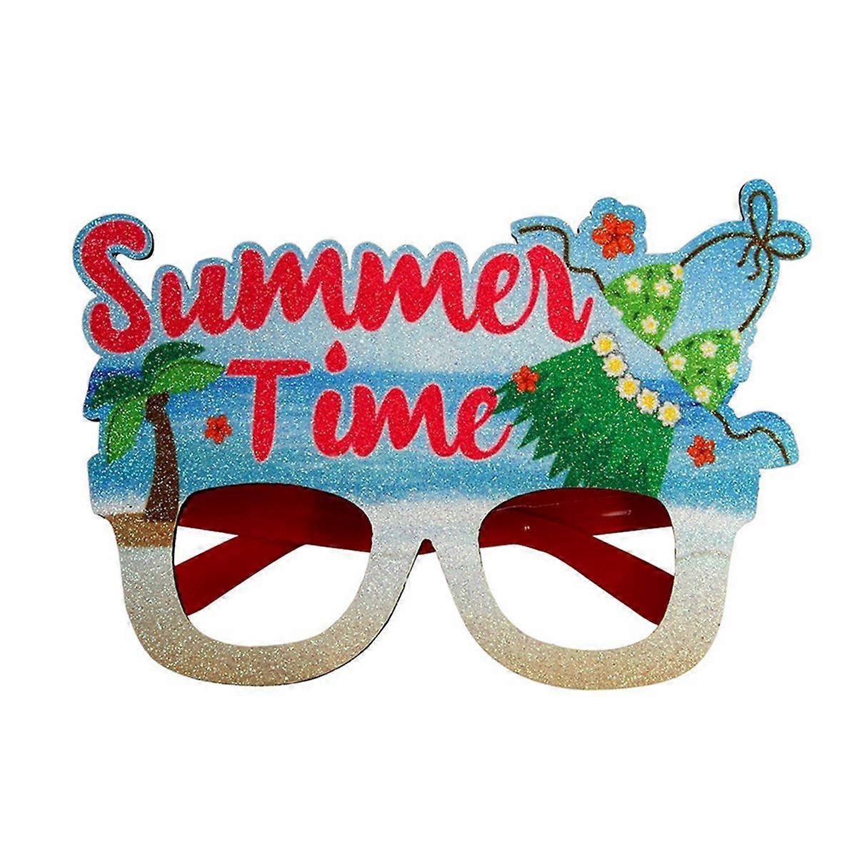 Summer Hawaiian Glasses Tropical Theme Party Decorations Coconut Tree Photo Glasses Frame,E