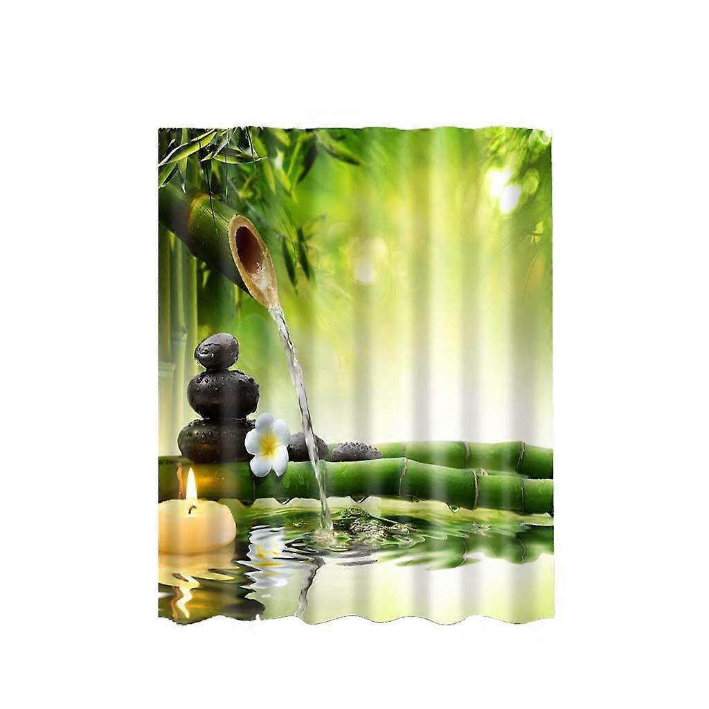 Waterproof Polyester Bathroom Shower Curtain Panel Decor w/Hooks Bamboo