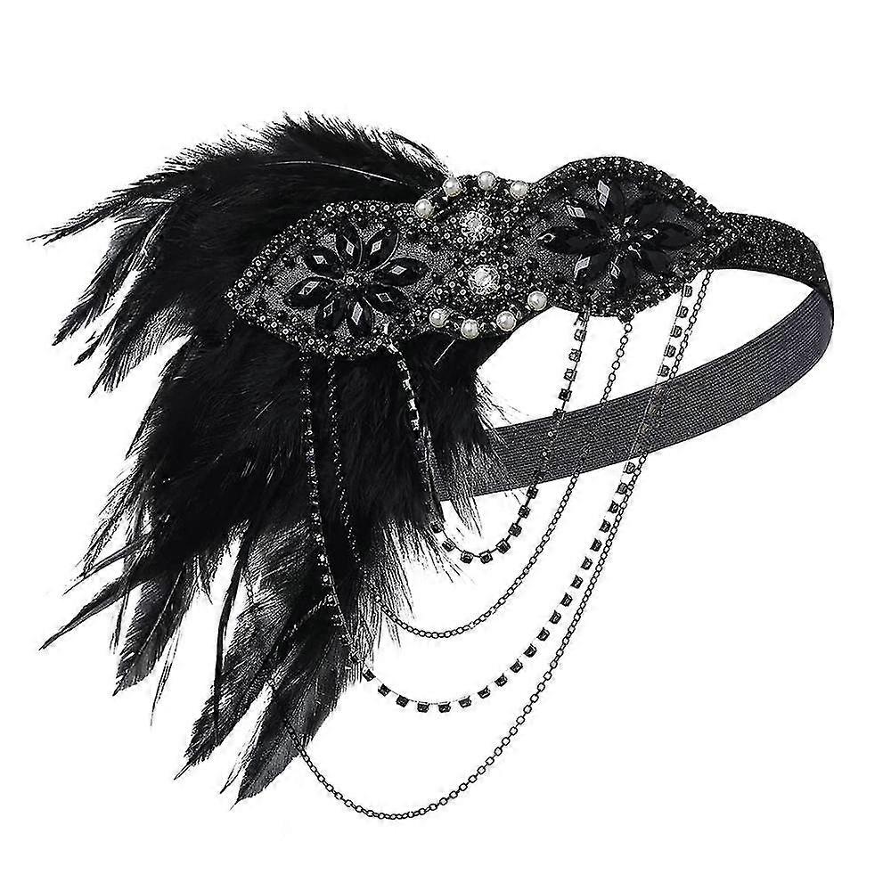 1920-tallet Flapper 20-tallet Great Gatsby Hodeplagg Svart Fjær 1920-tallet Flapper Gatsby Hår Tilbehør