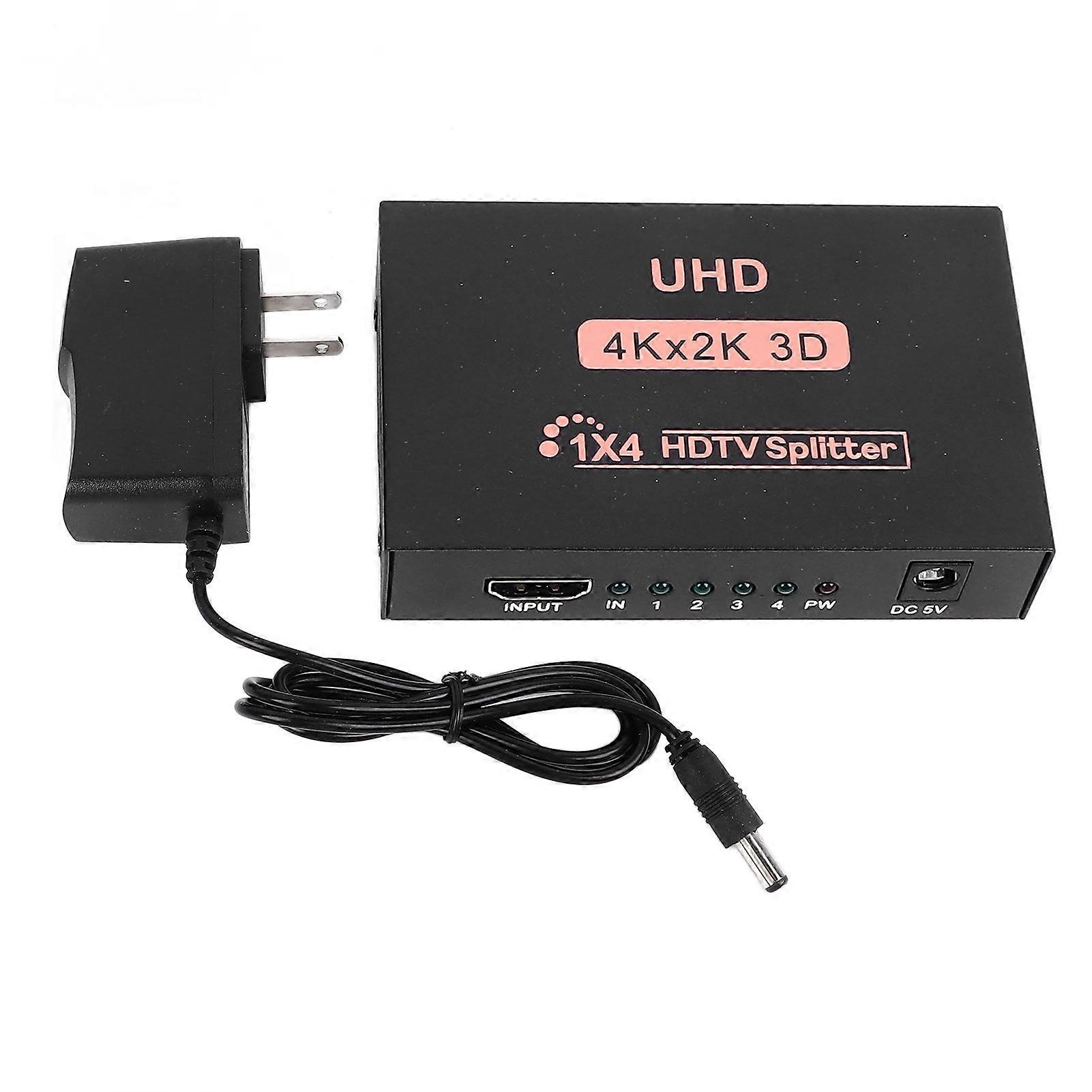 HD Multimedia Interface Splitter 1 in 4 Out 4K HD Multimedia Interface Splitter for TV Projector Console US Plug 100?240V
