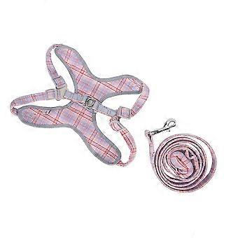 Dog Harness Leash Set Adjustable Reflective Training Vest and Collar Strap in Rose Red L