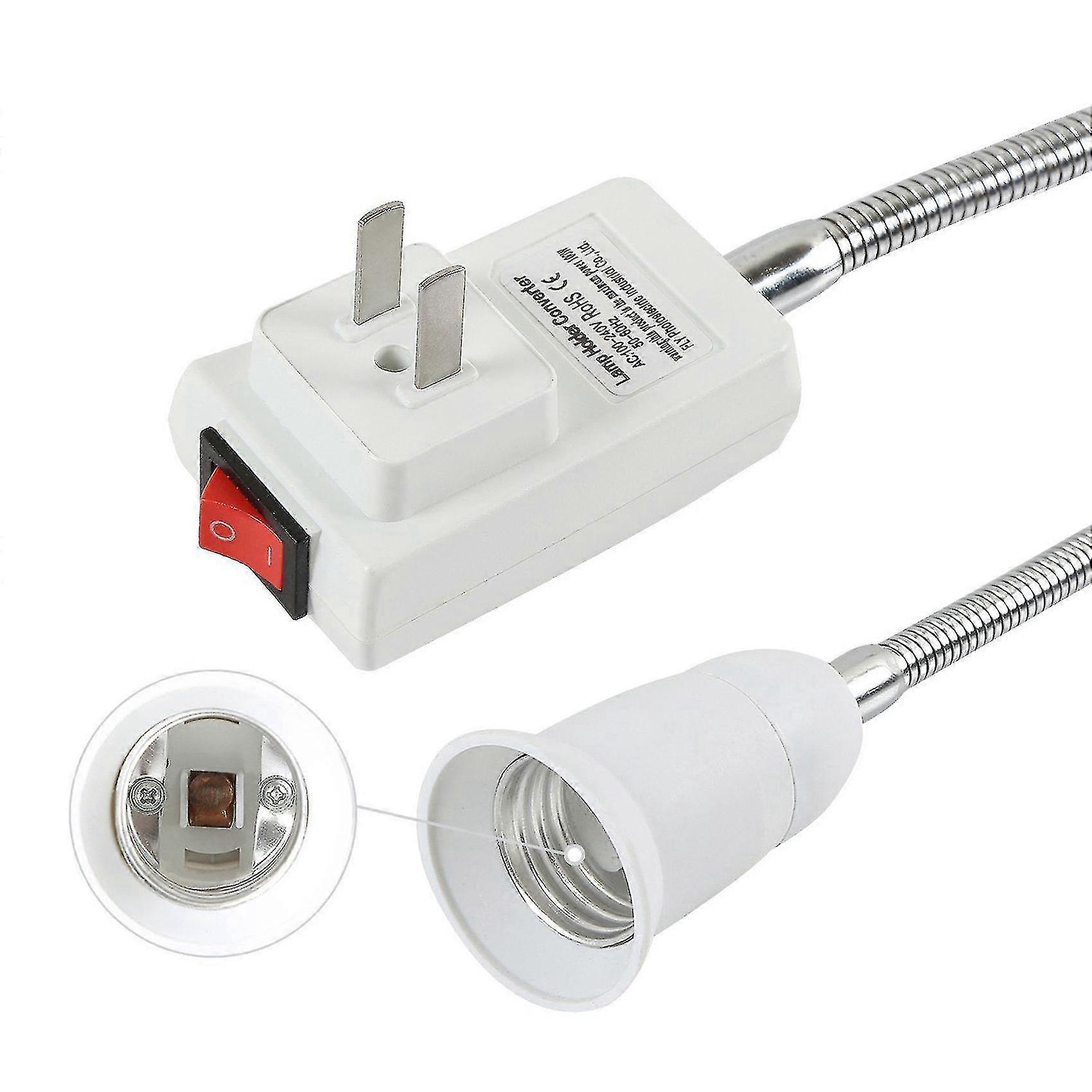 3x E27 Socket Adapter With On/off Switch To Us Plug,flexible Extension Lamp Bulb Holder Converter