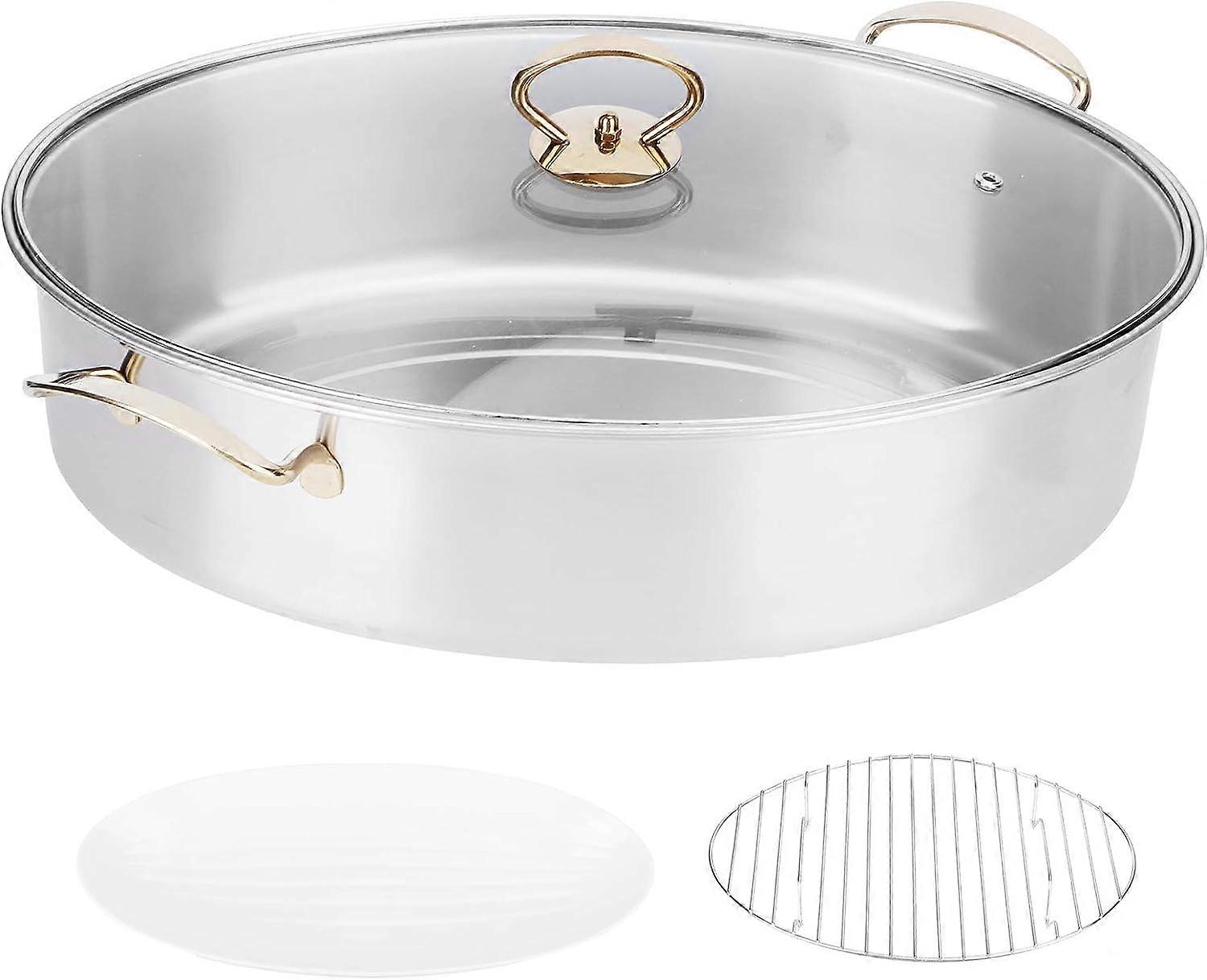 Large 304 Stainless Steel Oval Fish Steaming Pot with Plate, Home Cooking Set