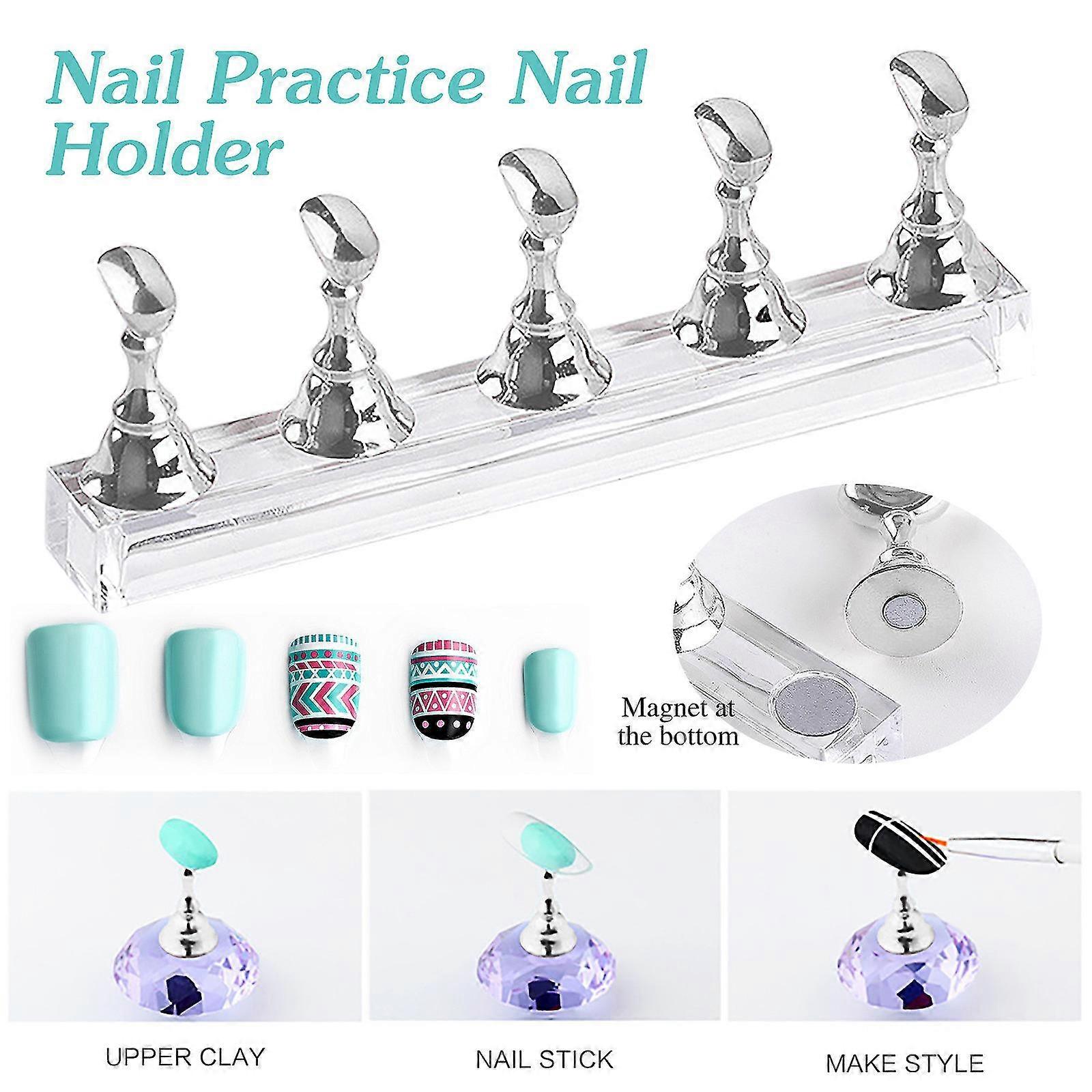 Akryl nail display stativ neglespids holder magnetisk søm praksis stativ fingernegl