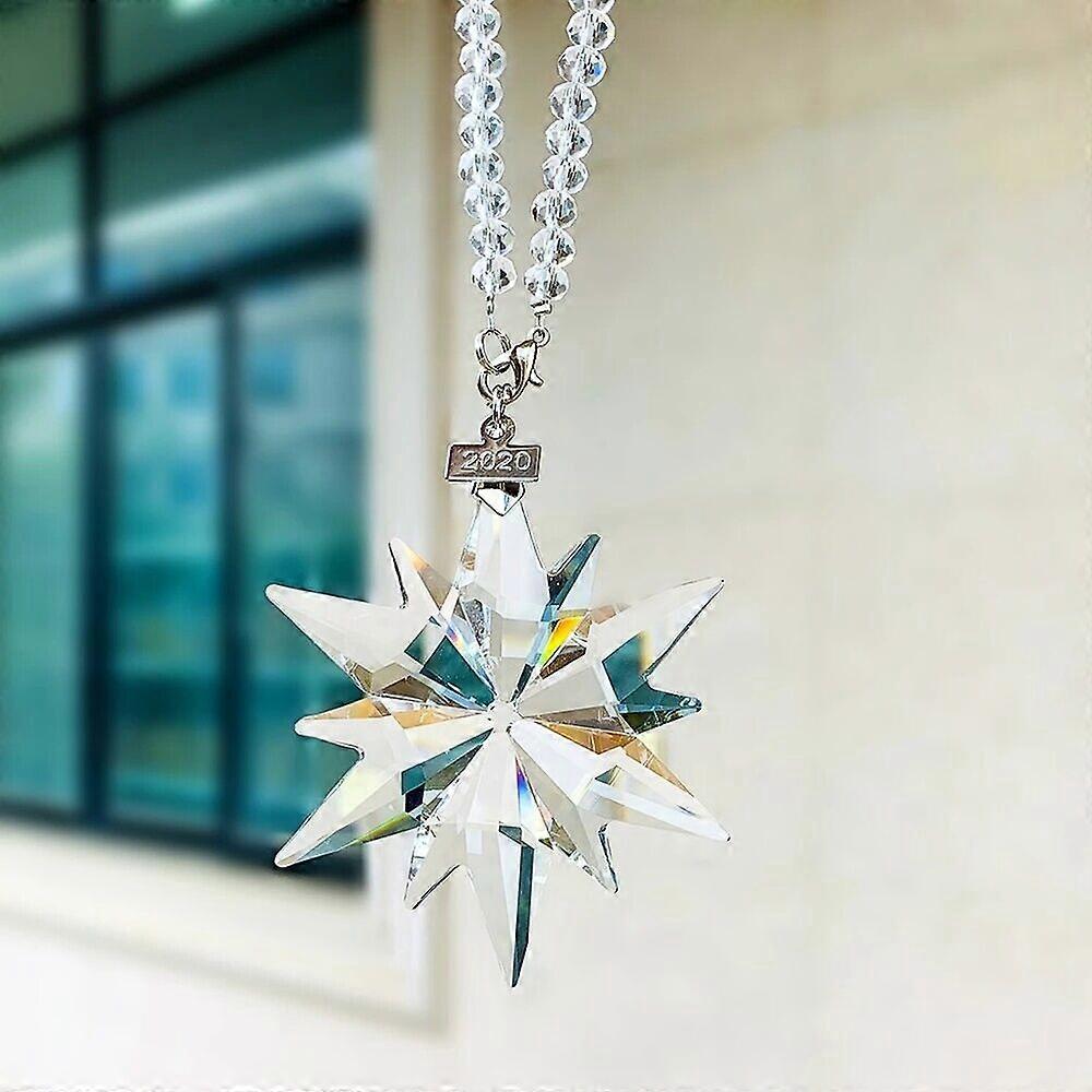 Suncatcher Clear Fengshui flocon de neige voiture suspendue + boîte-cadeau Suncatcher prisme Decor