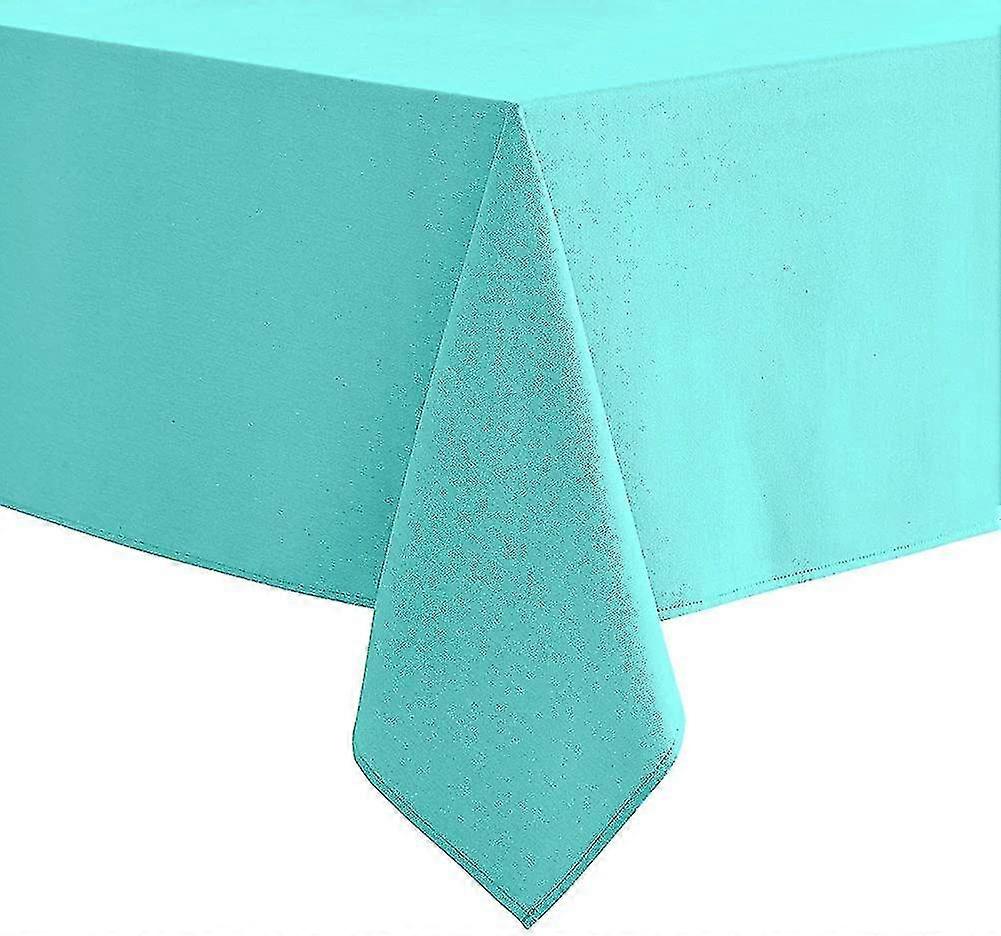 Nappe turquoise poly coton pour table intérieure et extérieure. Nappe essuyable Nappe rectangulaire résistante à l’eau pour fête de mariage