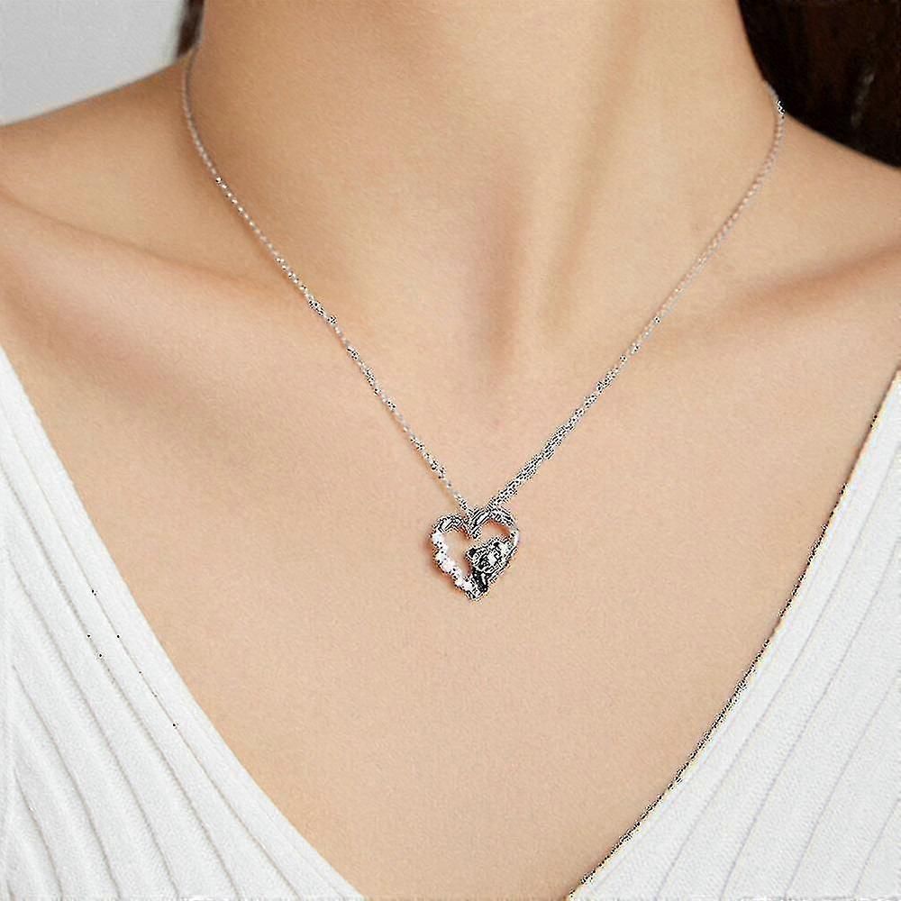 Auspicious-panda Love S925 Silver Necklace, 1.7cm