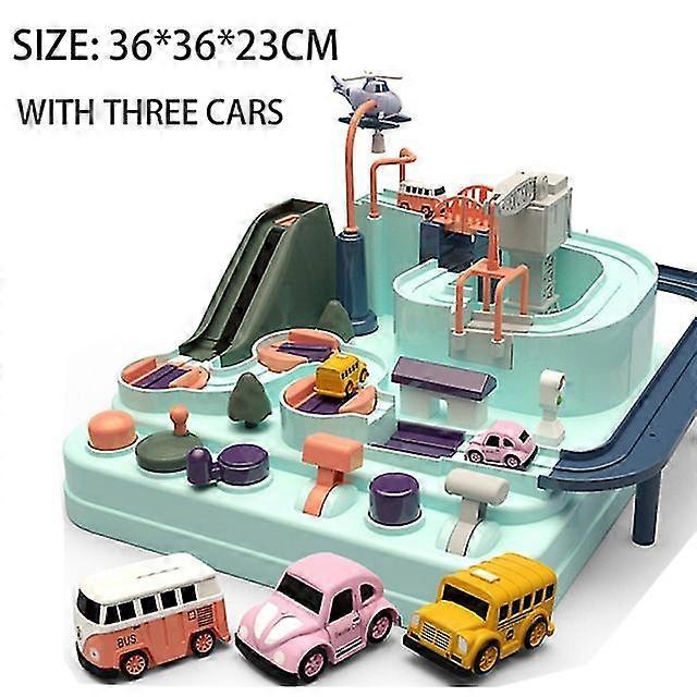 YH Large Macaron Racing Rail Car Model Racing Educational Toys Children Track Car Adventure Game Brain Game Mechanical Interactive Train Toy