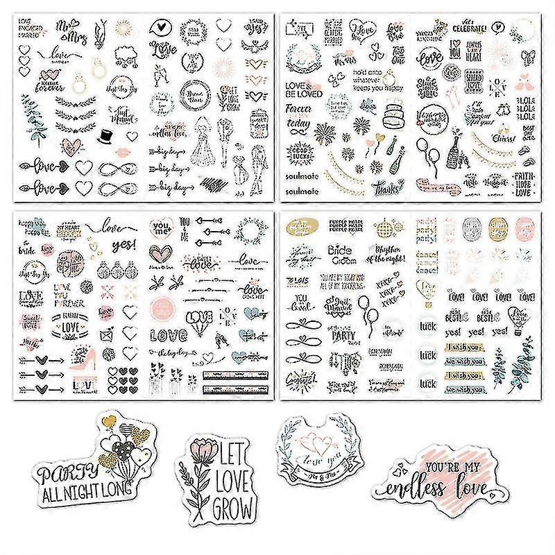 4 أوراق / مجموعة ملصقات Scrapbooking لحفل الزفاف حفل زفاف دش الخطوبة