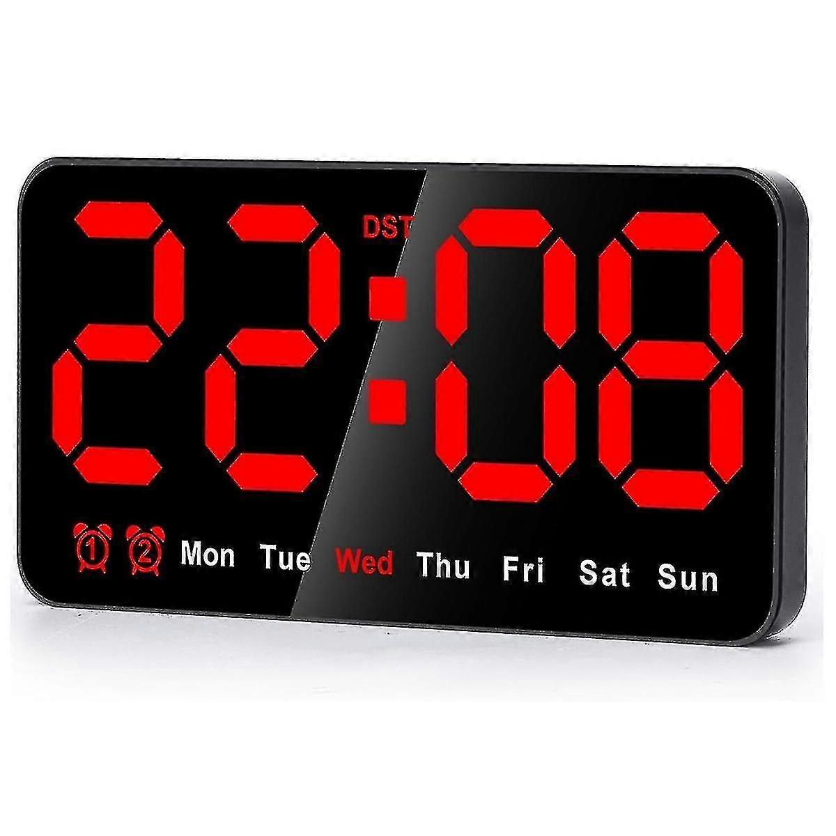 Digital Wall Clock, 9inch Led Digital Clock Display With 12/24h, Big Digits,small Silent Wall Clock (red)[hsf]