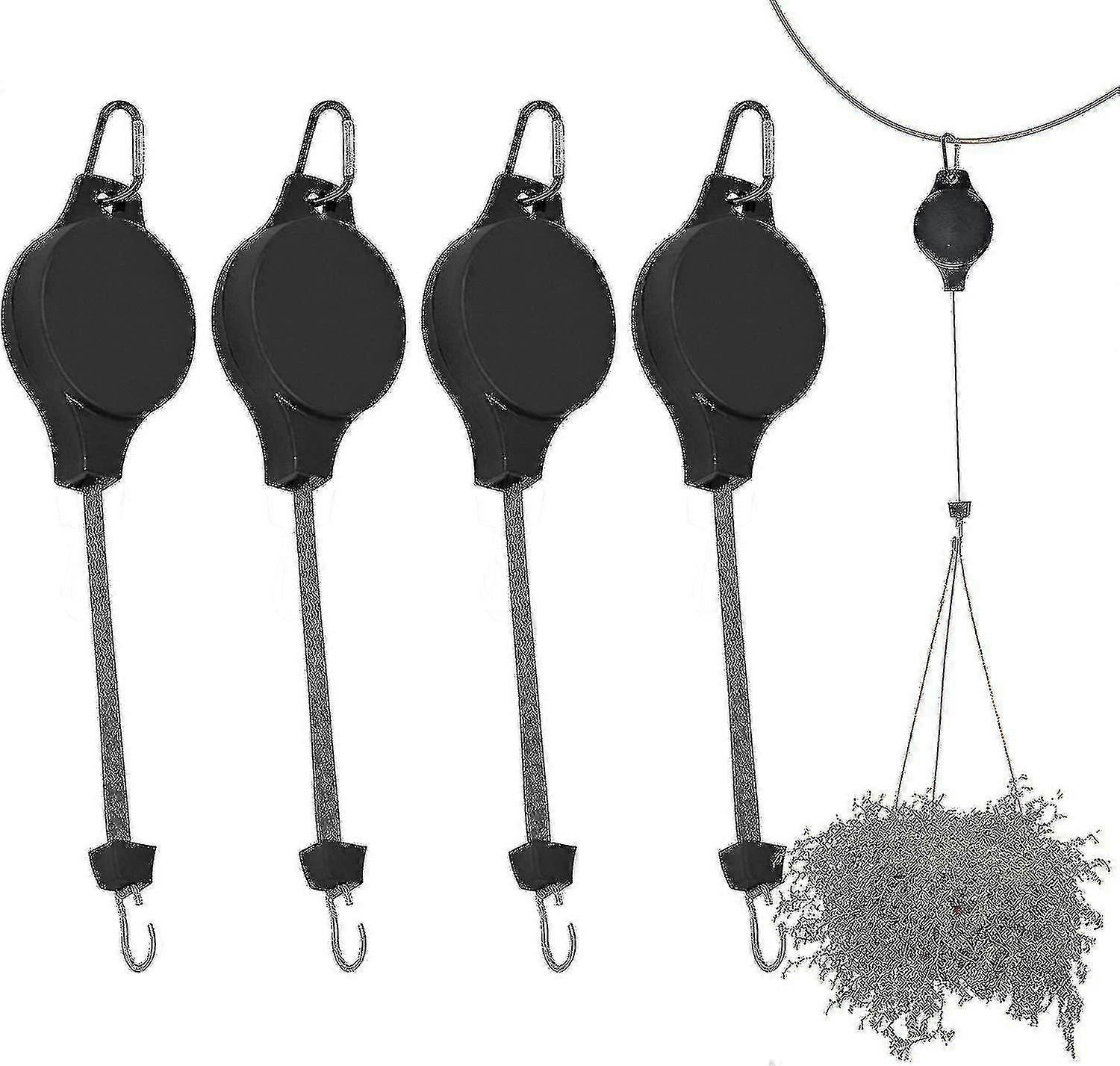 4 Pack Retractable Plant Pulley, Adjustable Hanger for Hanging Flower Baskets