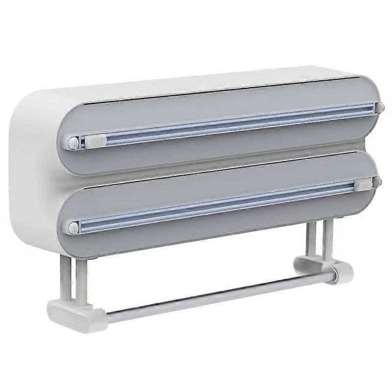 موزع غلاف بلاستيكي ، 3 في 1 مع حامل مناشف ورقية ، موزع رقائق الألومنيوم القابل لإعادة التعبئة المثبت على الحائط