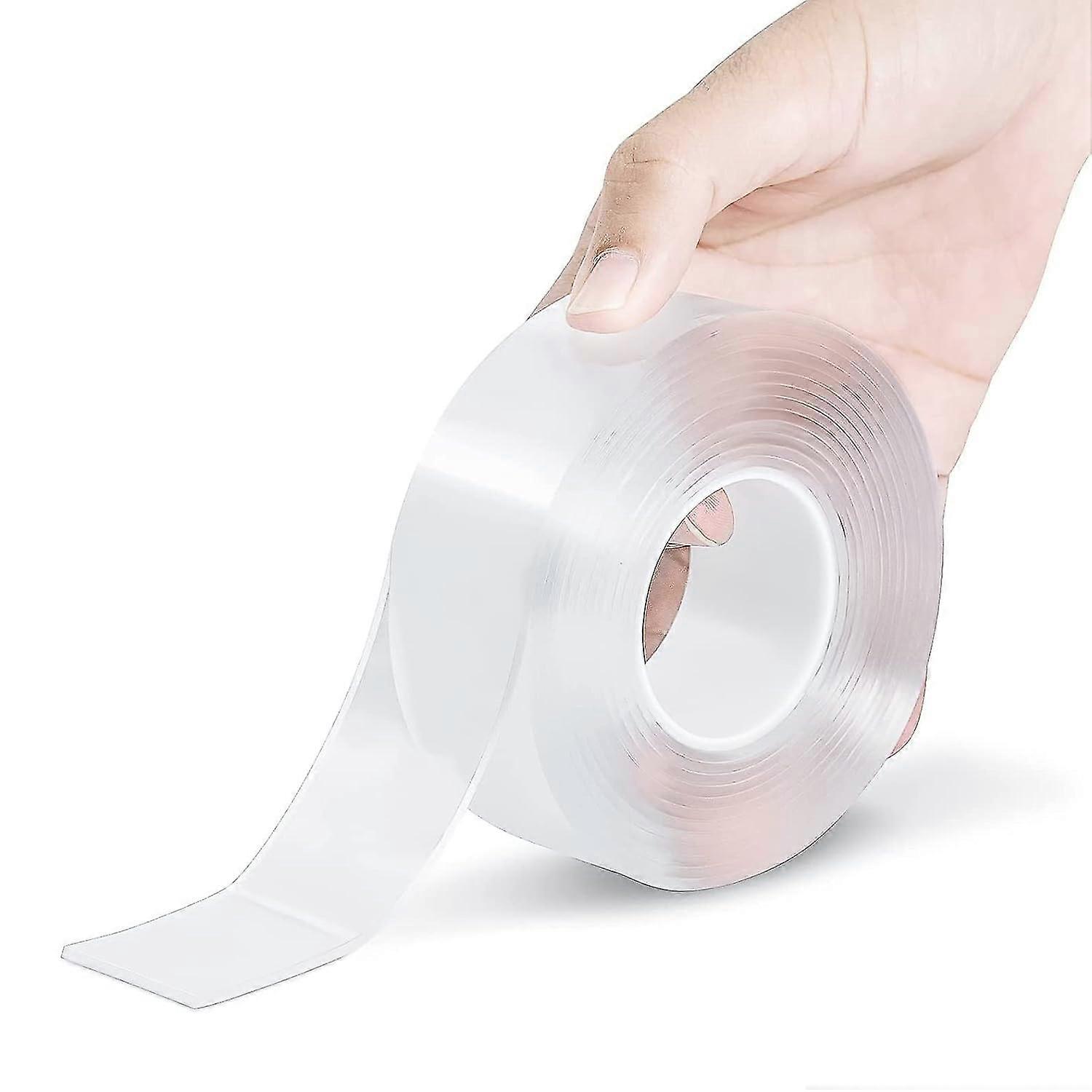 Double Sided Adhesive Tape 3m X 2mm X 3cm, Transparent, Removable, Reusable Adhesive-QJWL