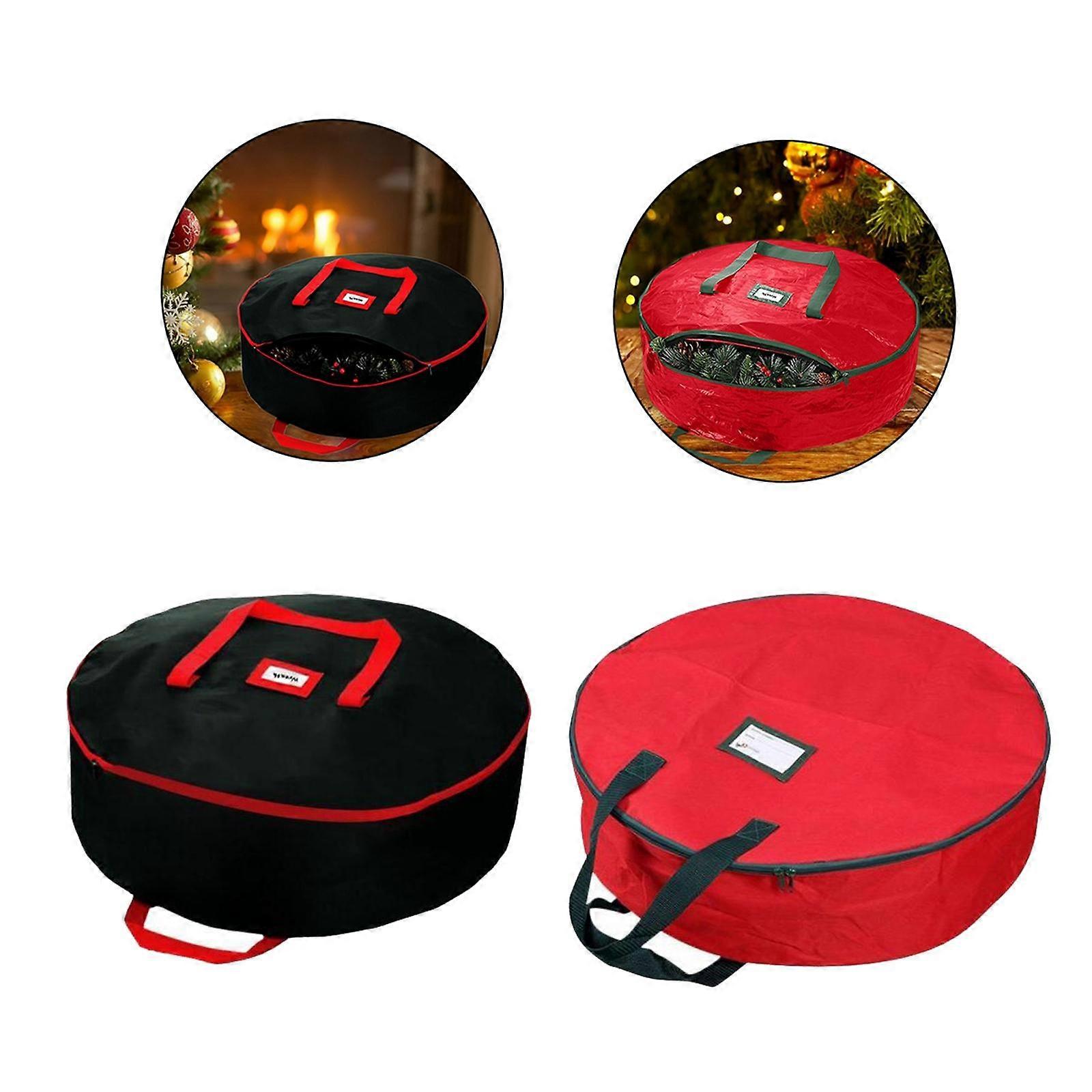 Christmas Wreath Storage Bag with Handle Red+Black