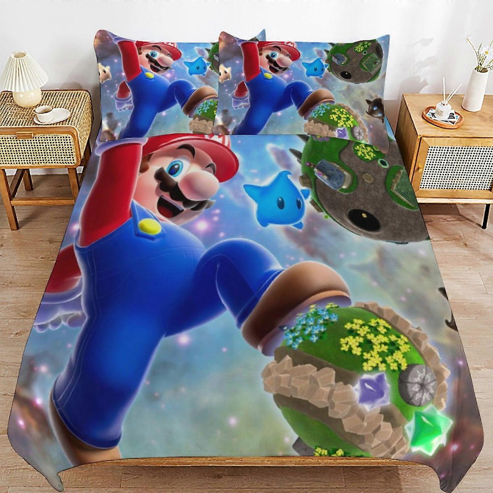 Bedding set JP114 Super Mario 3-Piece Comforter,Super Mario Bedding Set, Soft Microfiber Duvet Cover Set with Zipper Closure TH114
