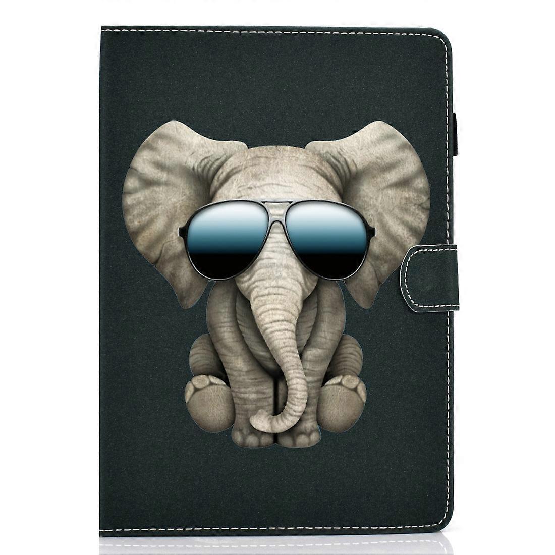 Tablet Case For Lenovo Tab M10 Plus TB-X606F Pure Color Painting Horizontal Flip Leather Case with Card Slots &Holder &Sleep / Wake-up Function(Elepha