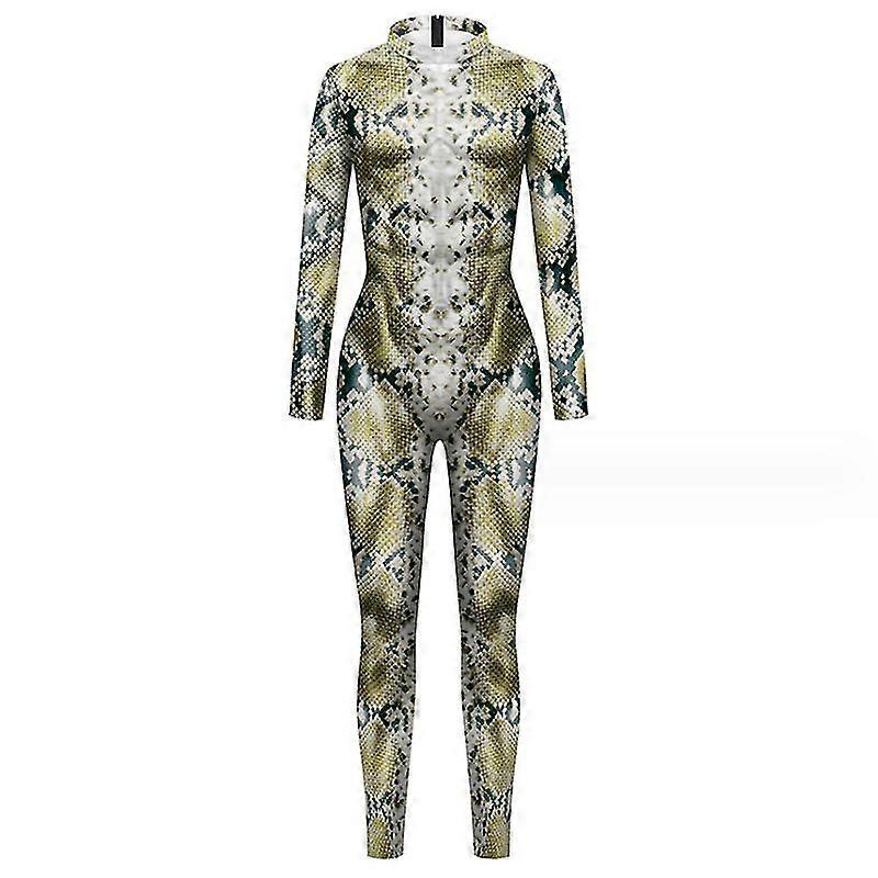 Women's Halloween Snake Costume Cosplay Bodysuit 3d Skinny Stretch Costume