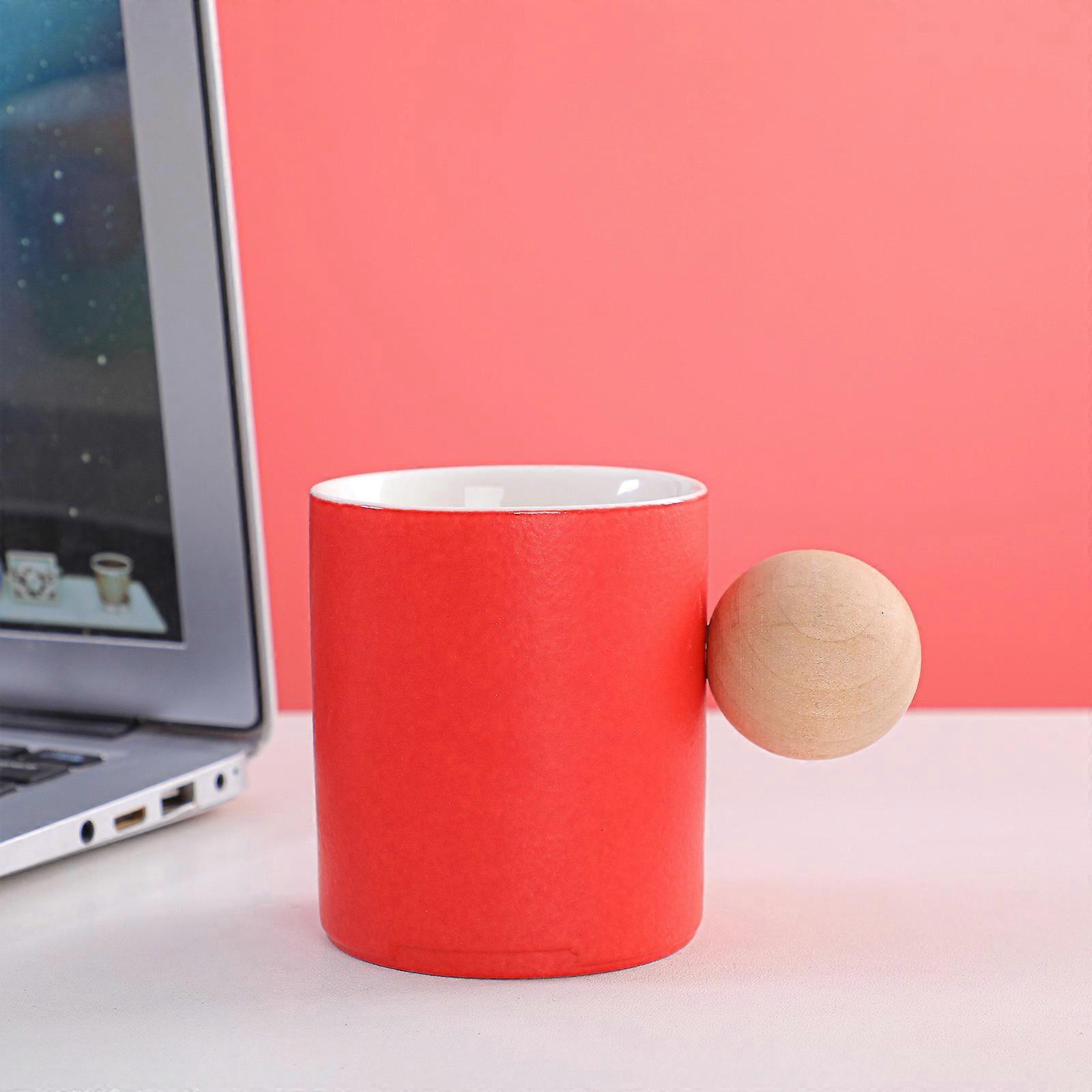 Coffee Cup Multicolor Ceramic Unique Hot Chocolate Creative 230ml Multipurpose Teacup With Wood Ball Handle8.2 X 7.2cm The most affordable!