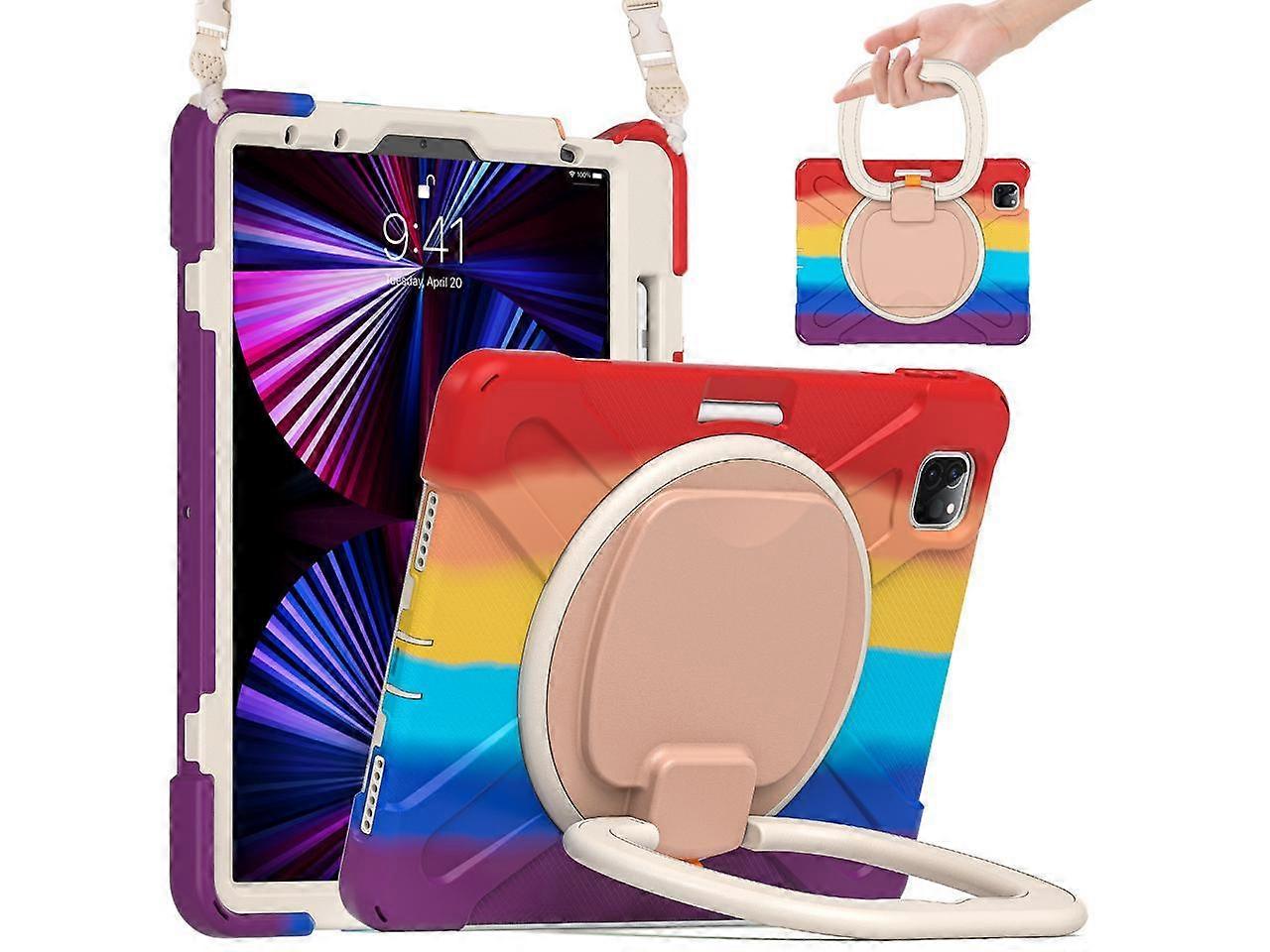 Case for iPad Pro 11 inch 2021 2020 2018/ iPad Air 4 / Air 5 10.9 Inch, 360 Rotating Multi-Functional Handle-Kickstand Shockproof Cover with Built-in 
