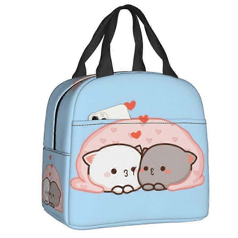 Peach And Goma Lunch Box Portable Leakproof Thermal Cooler Food Insulated Couple Mochi Cat Lunch Bag For Women School Children Lunch Boxes & Totes