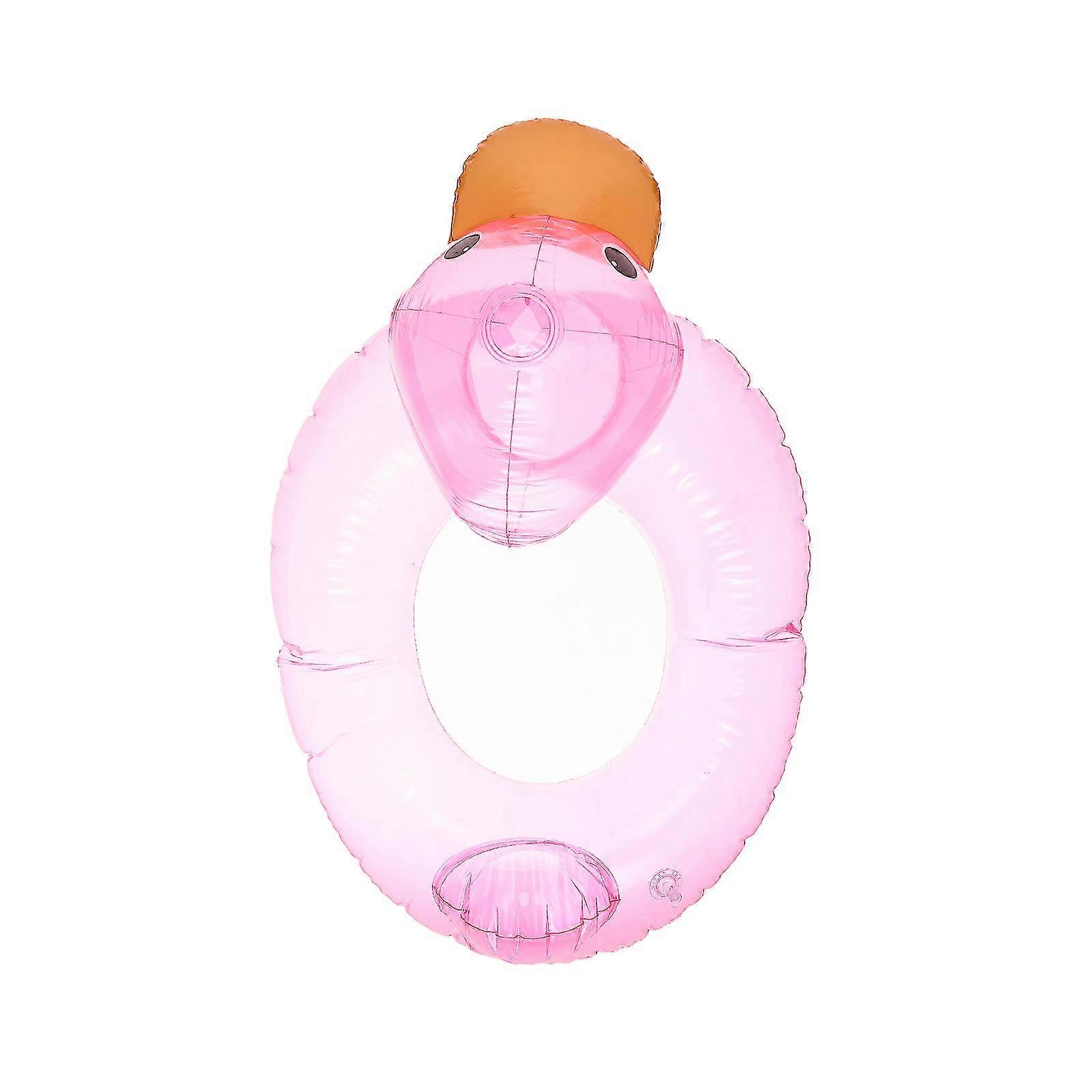 fun Inflatable Pool Floats,duck Children Ring,inflatable Swimming Ring Floaties Beautiful Fir For 1-5 Years Old Transparent Pink Summer Toys