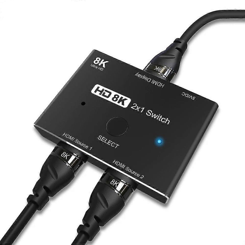 Switcher HDMI Compatible 2.1 2 en 1 Sortie Ultra Vitesse 48Gbps 8K@60Hz 4K@120Hz Switch Adapter