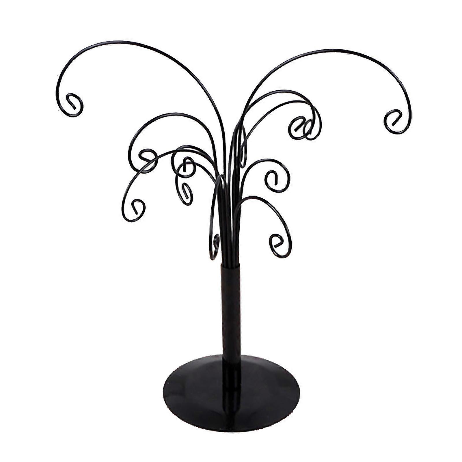 Metal tabletop display stand with multiple hooks for hanging decorations