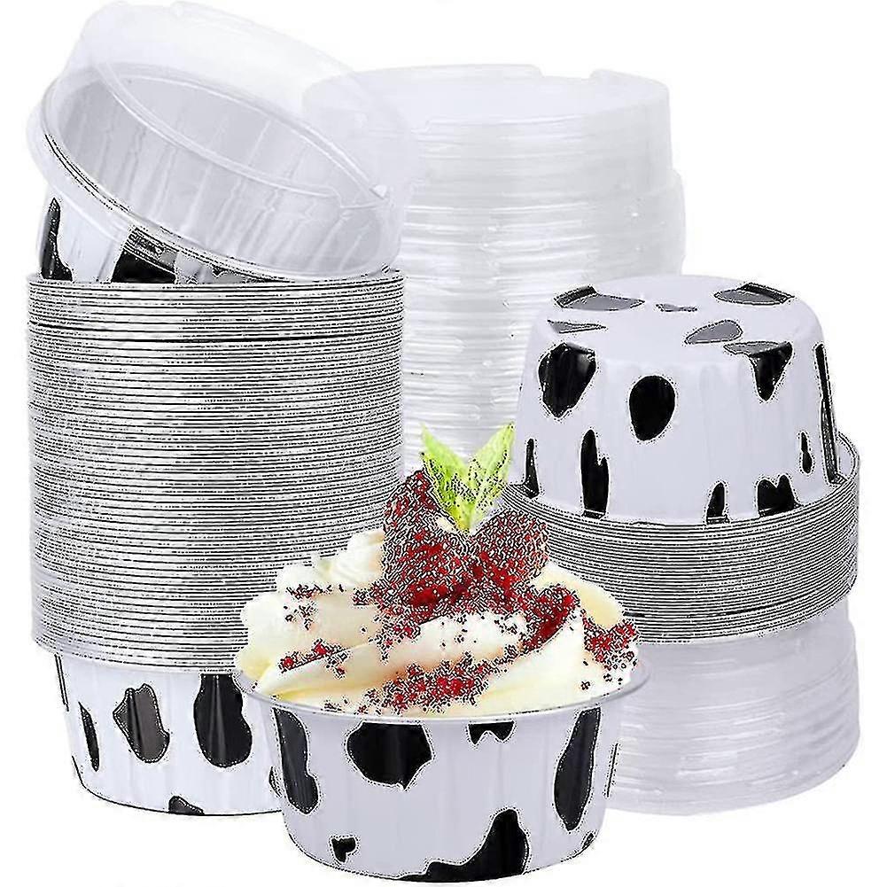 Dessert Cups With Lids, Mini Cupcake Liner Foil Baking Cups 100pcs