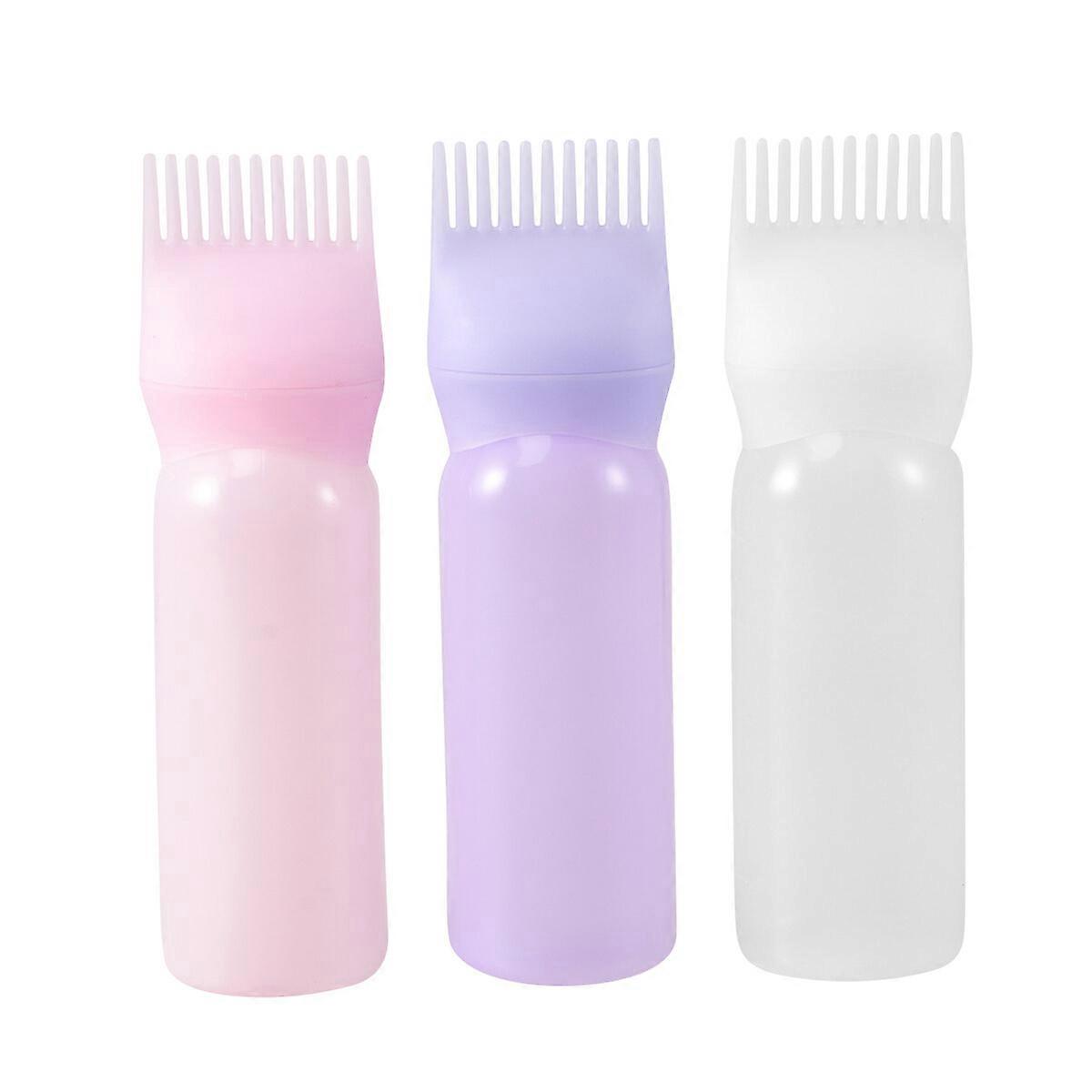 3pcs Frasco de tintura de cabelo Aplicador Pente Dispensando com Escala Graduada Salão de Coloração de Cabelo Tingimento (Cor aleatória)